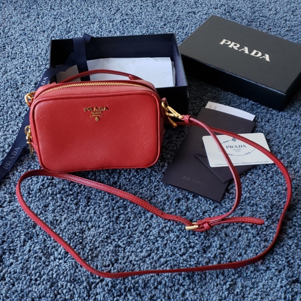 Prada Contenitore Tracolla Saffiano Fuoco Mini - image 1